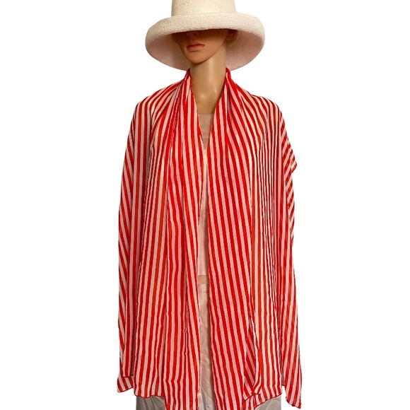 Candy Cane Red and White Chiffon Scarf - Picture 1 of 15